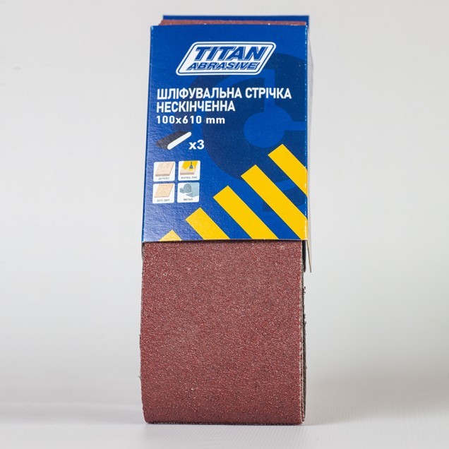 Шліфувальна стрічка нескінченна TITAN ABRASIVE 100х610 мм Р80